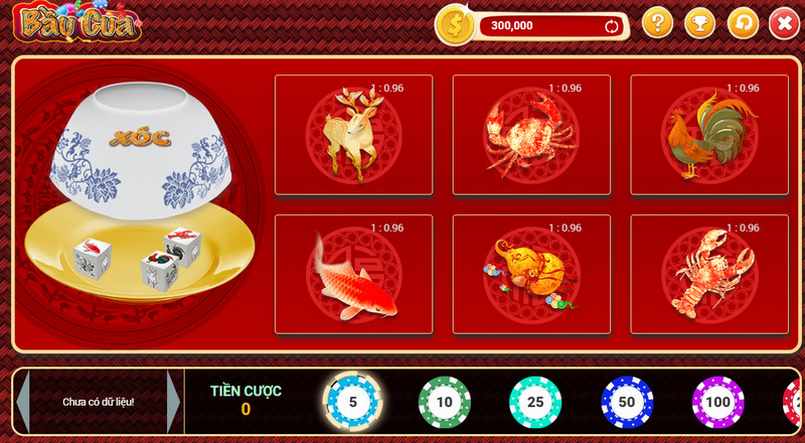 Giao diện của game Bầu cua tôm cá online sẽ có giao diện như vậy