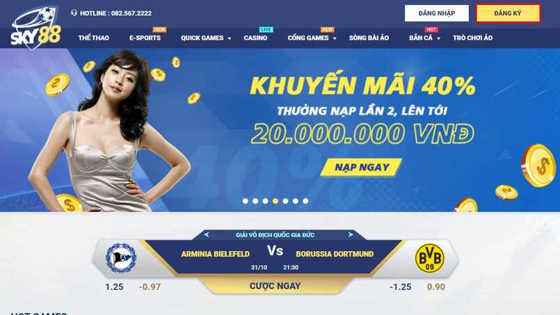 Nhập thông tin đăng ký thành viên Sky88